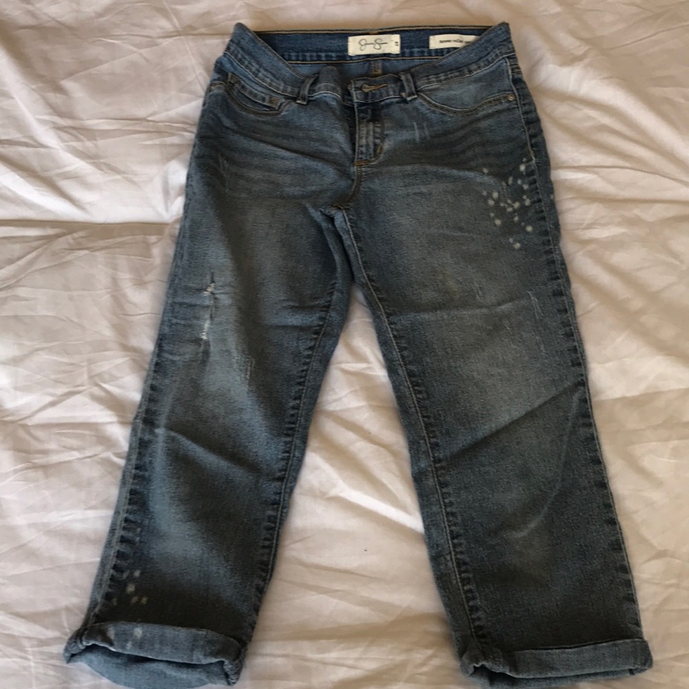 Ripped cropped jeans for girls size 4
